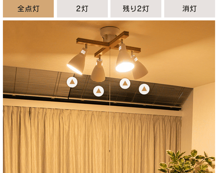4灯シーリングライト クロスタイプ PCL-CW401-W ホワイト 5