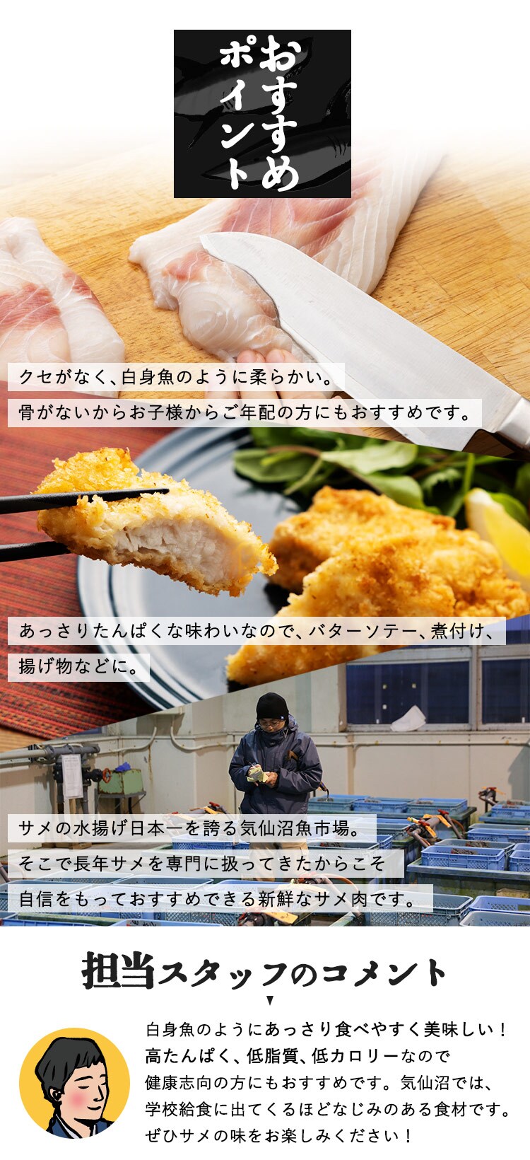 サメ肉 食べ比べセット（ヨシキリザメ・アオザメ） 【時間指定不可】【代引き不可】1