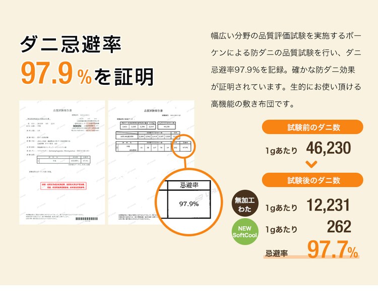 抗菌防臭・プロファイル軽量敷布団 シングル S アイボリー KBBDPS-S 9