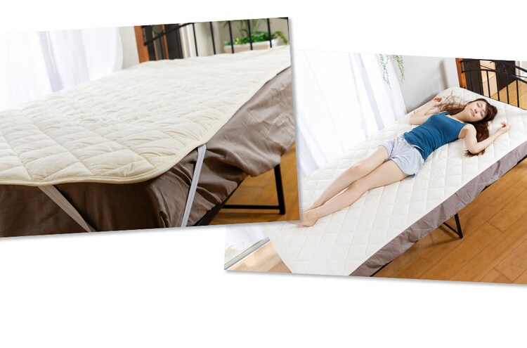 抗菌防臭・洗える羊毛混ベッドパッド シングル S アイボリー AKBYBP-S 19