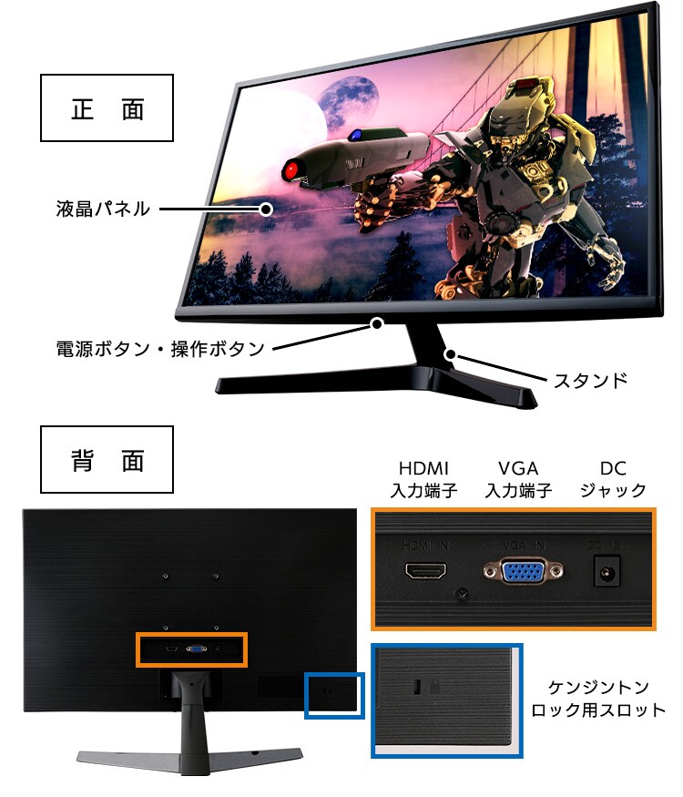 液晶モニター 平面 21.5インチ ワイド ブラック PMT-LCD22F-B 10