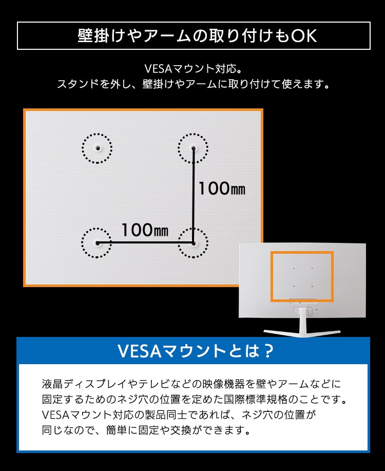 液晶モニター 曲面 31.5インチ ワイド ホワイト PMT-LCD32C-W 11