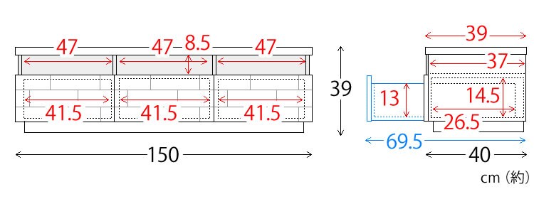 ブロックテレビ台 150cm T-BTV-150 全2色【プラザセレクト】16
