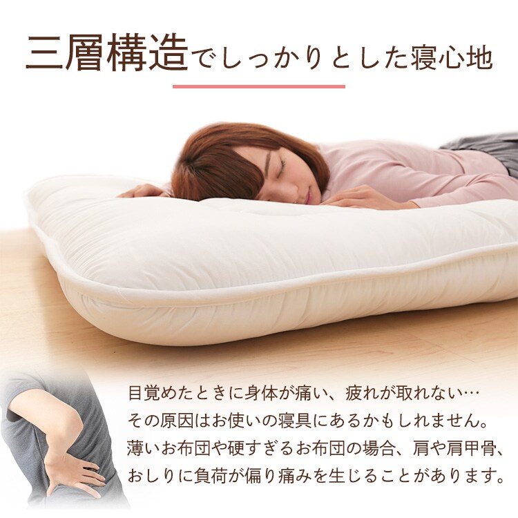 プロファイルウレタン仕様　ボリューム3層敷き布団　S 3