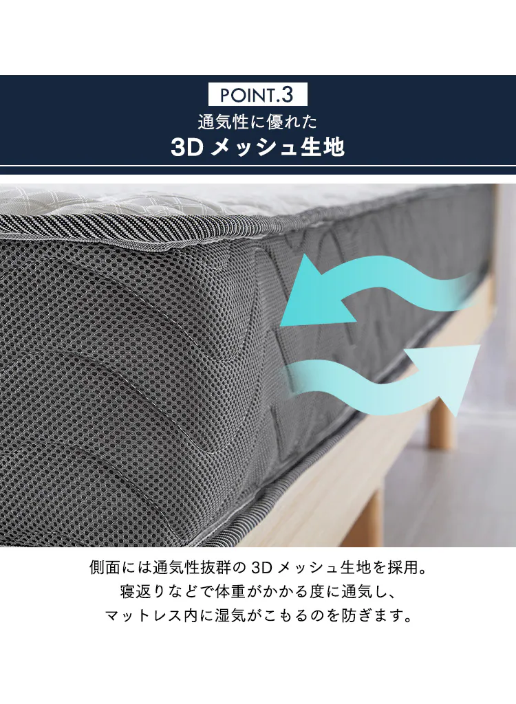 2層ウレタンポケットコイルマットレス ダブル ホワイト 2U-PKTM-D 4