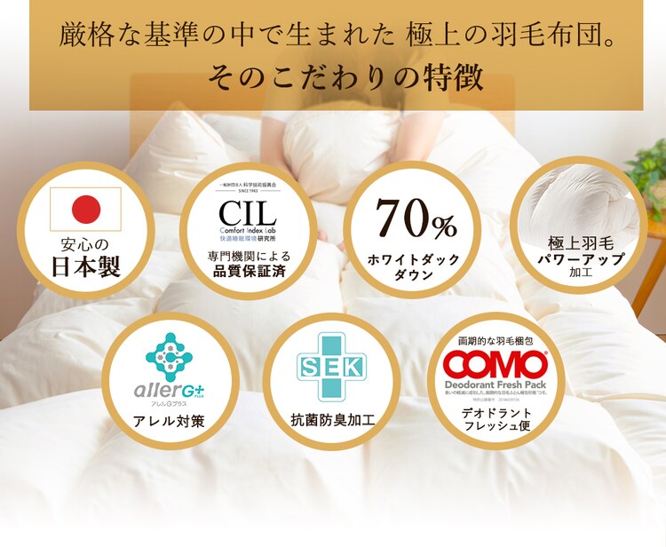 羽毛布団 ホワイトダックダウン70% 1.0kg シングルロング PAA19RP 無地/ブラウン4