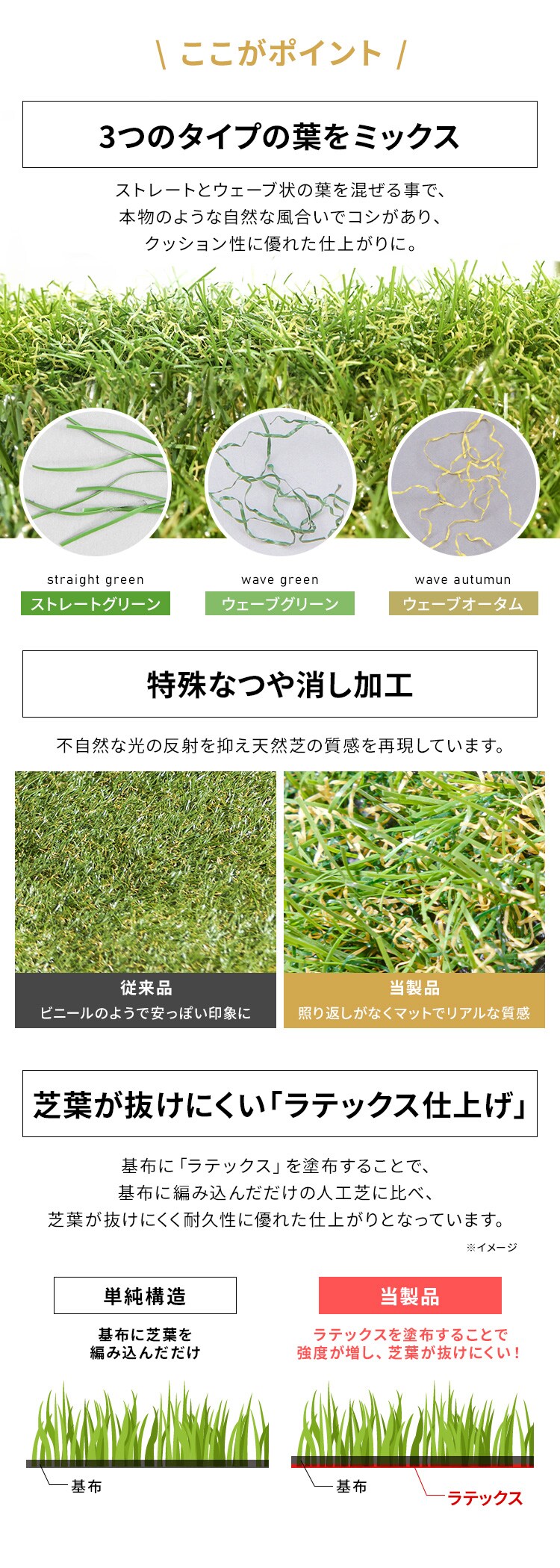 【2点セット】人工芝 2m×5m 芝丈30mm 国産 リアル質感 ロールタイプ IP-30256