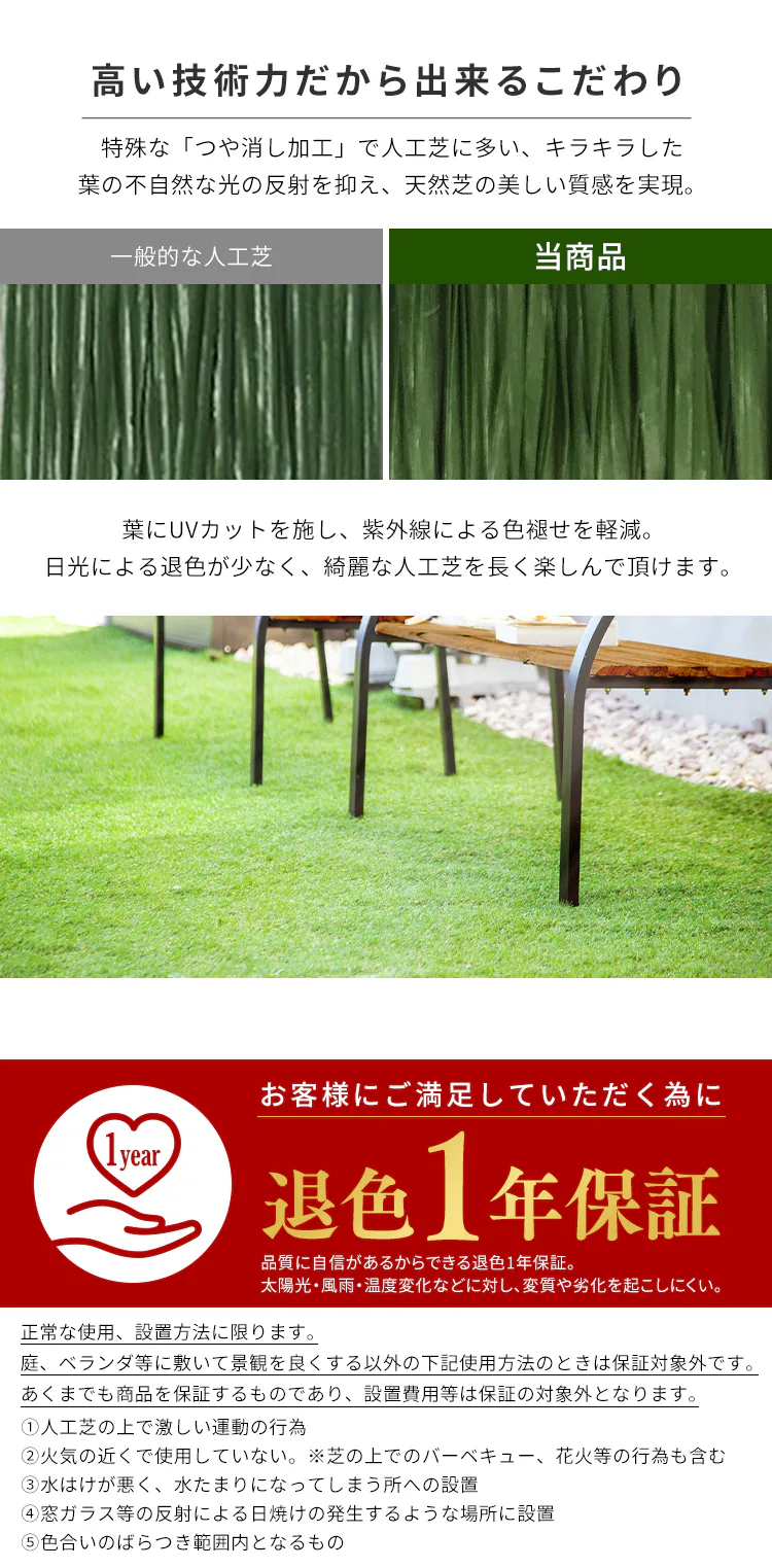 人工芝 1m×1m 芝丈35mm リアル質感 IP-35113
