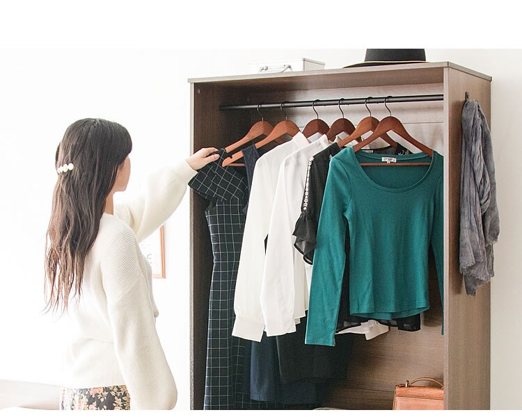 木製ワードローブ　幅89 WWR-9018 ウォルナット【プラザセレクト】4
