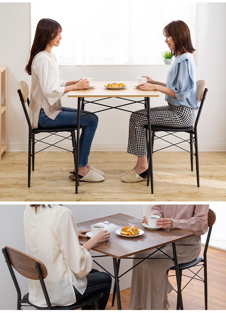 スチールダイニングテーブルセット 2人用 3点セット STDSET-3 全2色【プラザセレクト】4