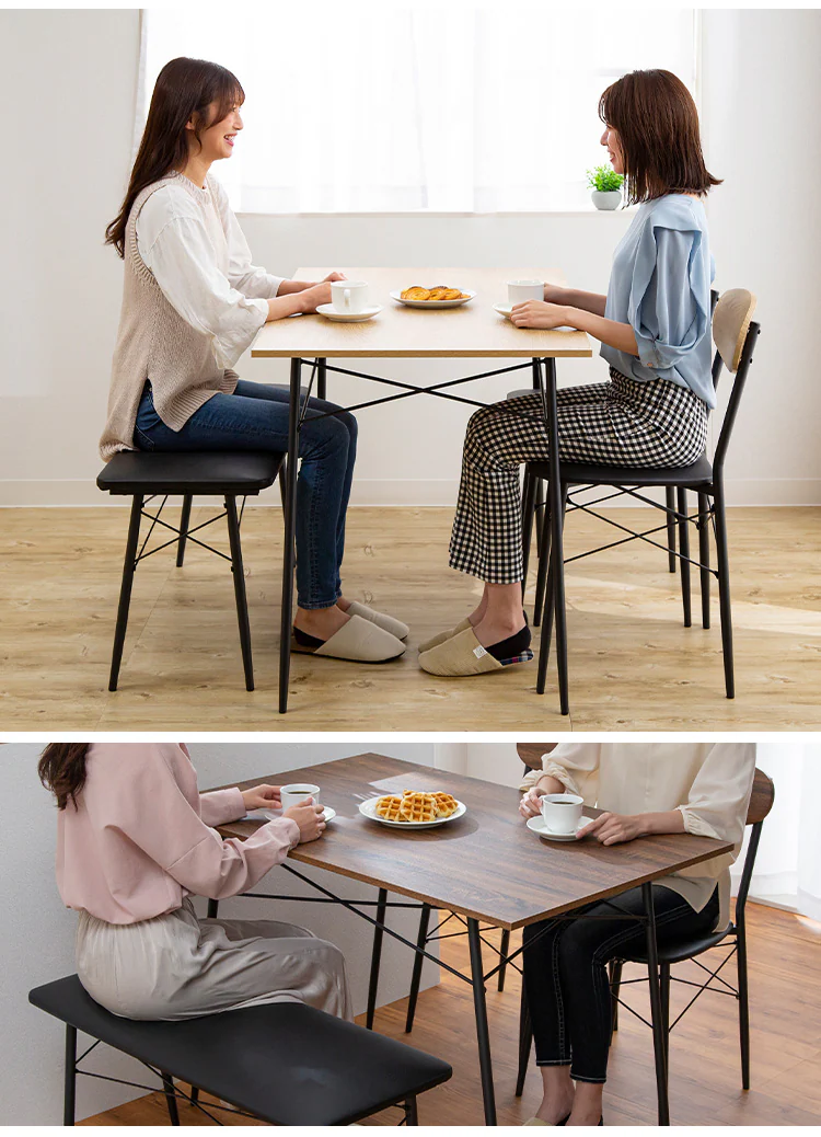 スチールダイニングテーブルセット 4人用 4点セット STDSET-4 全2色【プラザセレクト】4