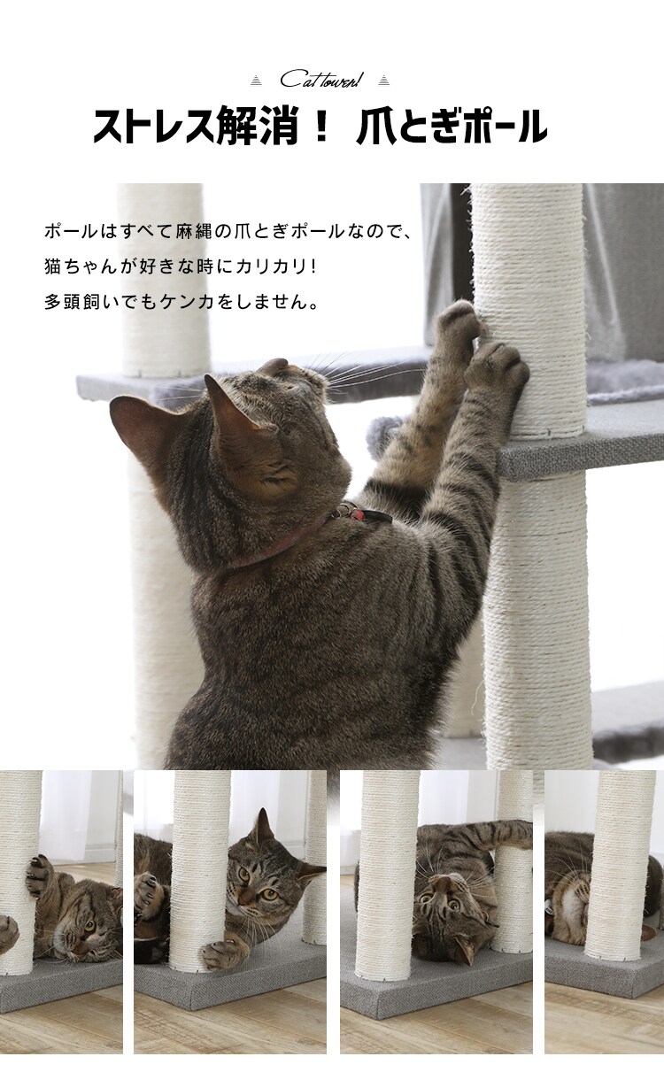 キャットタワー 突っ張り ベージュ CCCT-4060T 10