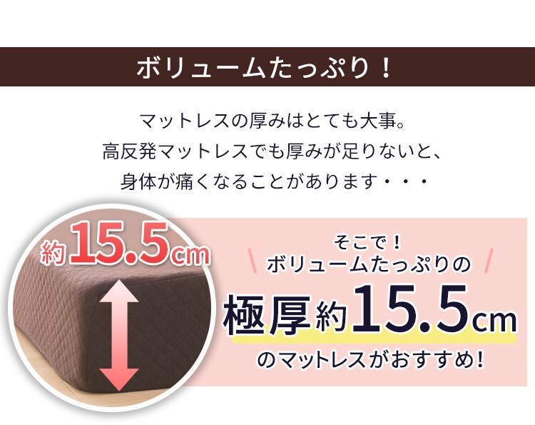 高反発ウレタンマットレス≪厚さ15.5cm≫ 三つ折りフラット ダブル ネイビー4