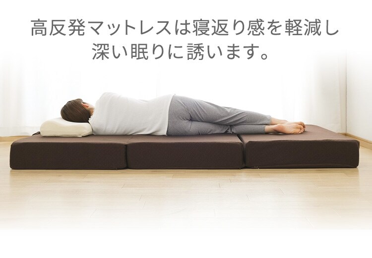 高反発ウレタンマットレス≪厚さ15.5cm≫ 三つ折りフラット ダブル ネイビー11