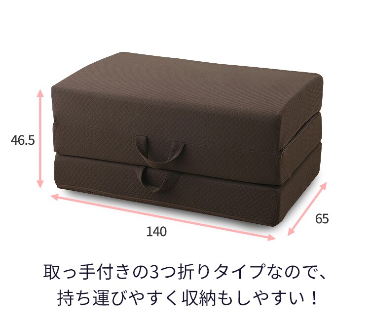 高反発ウレタンマットレス≪厚さ15.5cm≫ 三つ折りフラット ダブル ネイビー21