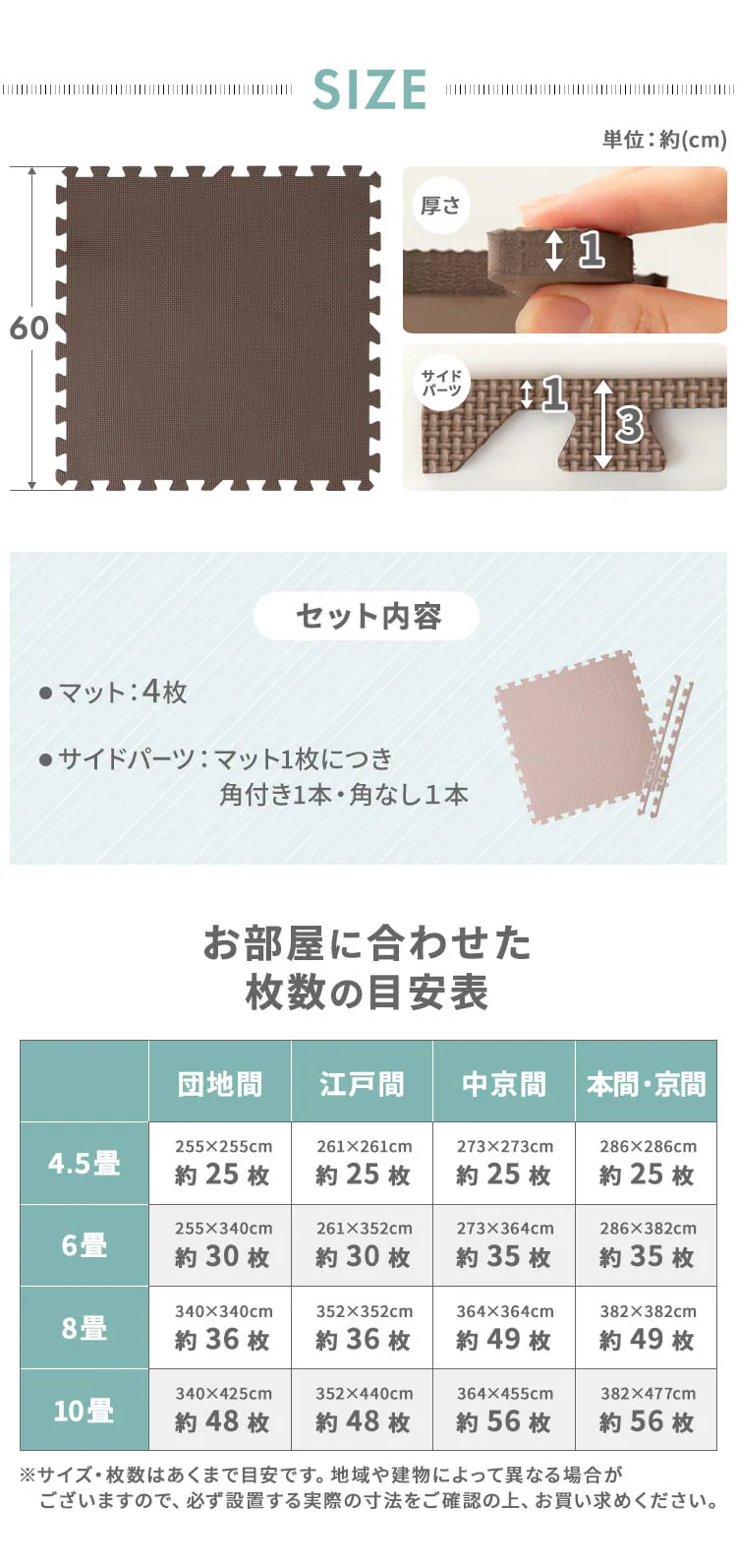 PEジョイントマット(60×60×1) 4枚セット PEJTM-601 イエロー 12