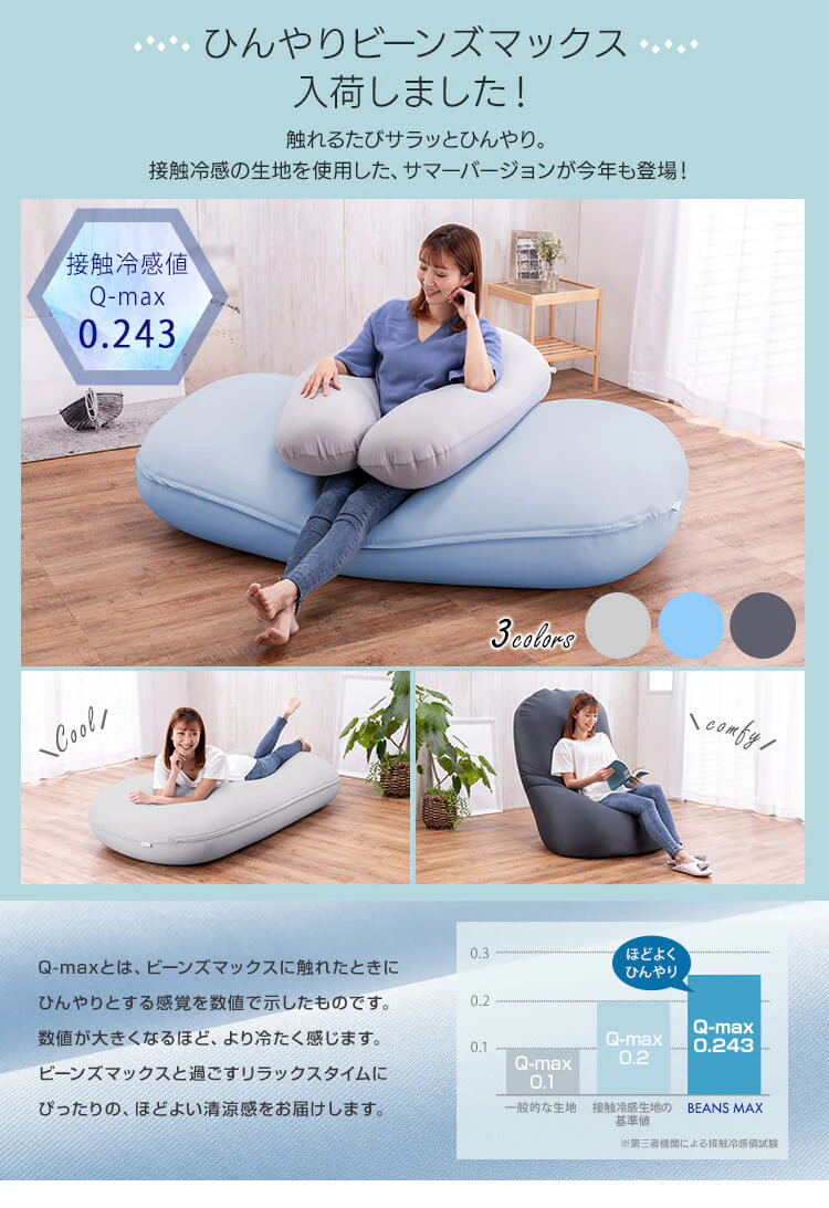 ビーズクッション ビーンズMAX 軽量 全10色1