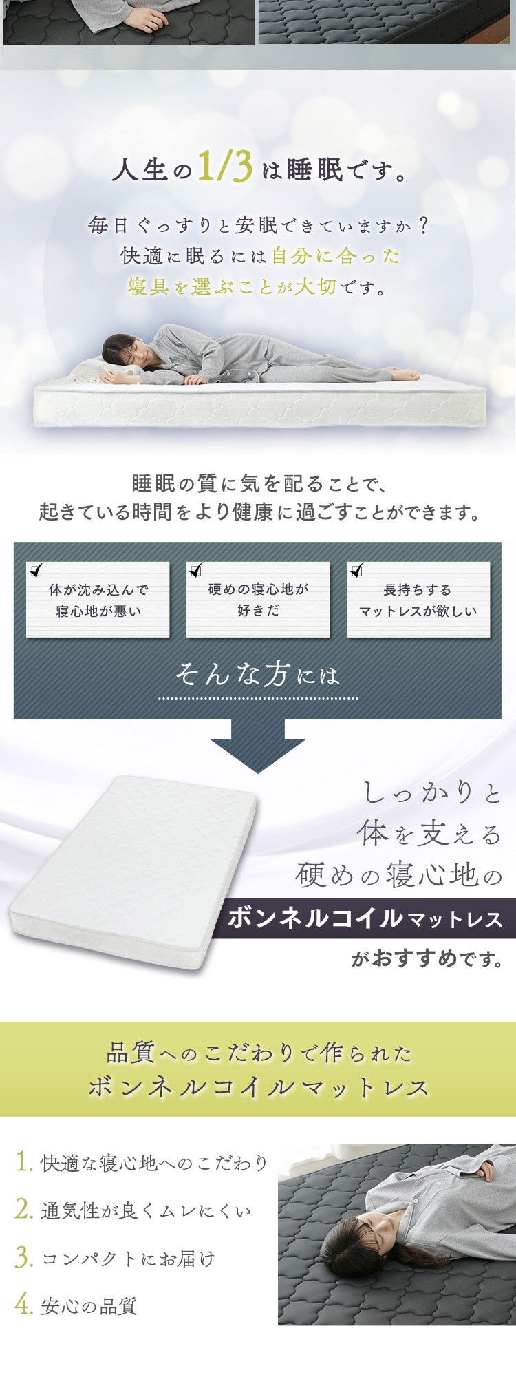 【訳あり】圧縮ロールボンネルコイルマットレス ダブル ブラック【プラザセレクト】 1