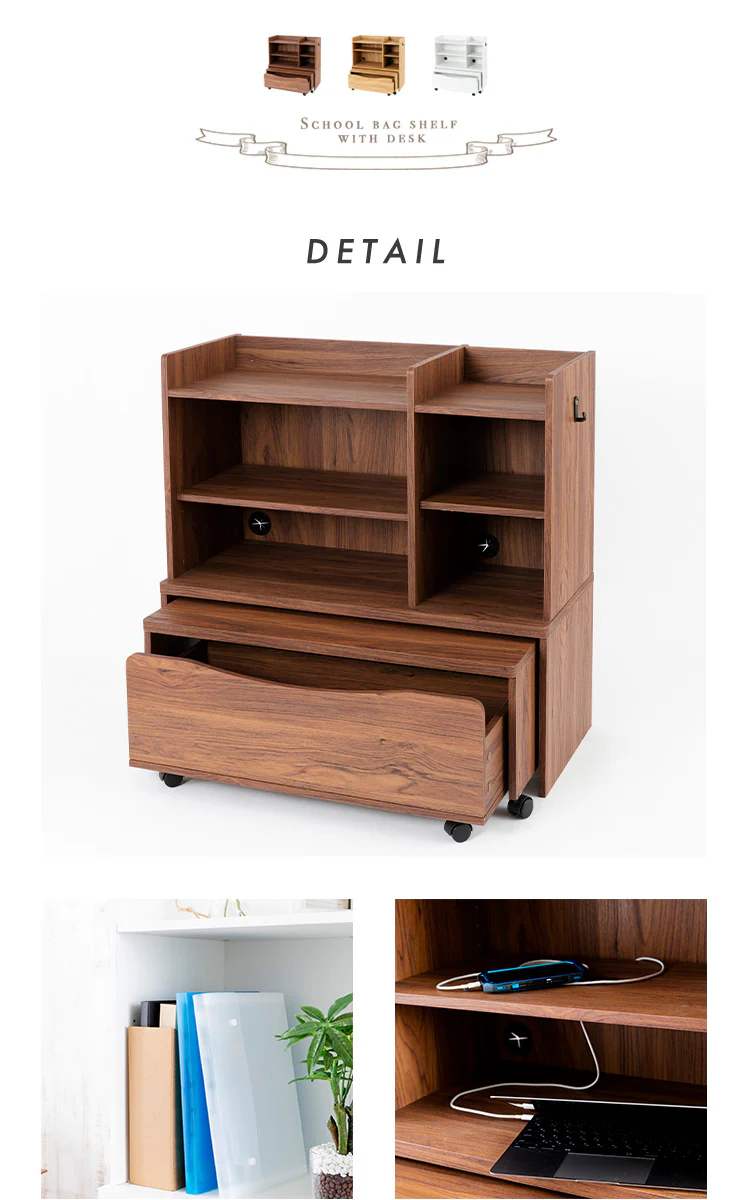 ラック ランドセルラック デスク付き フック付き RRWD-9040 ホワイト 14