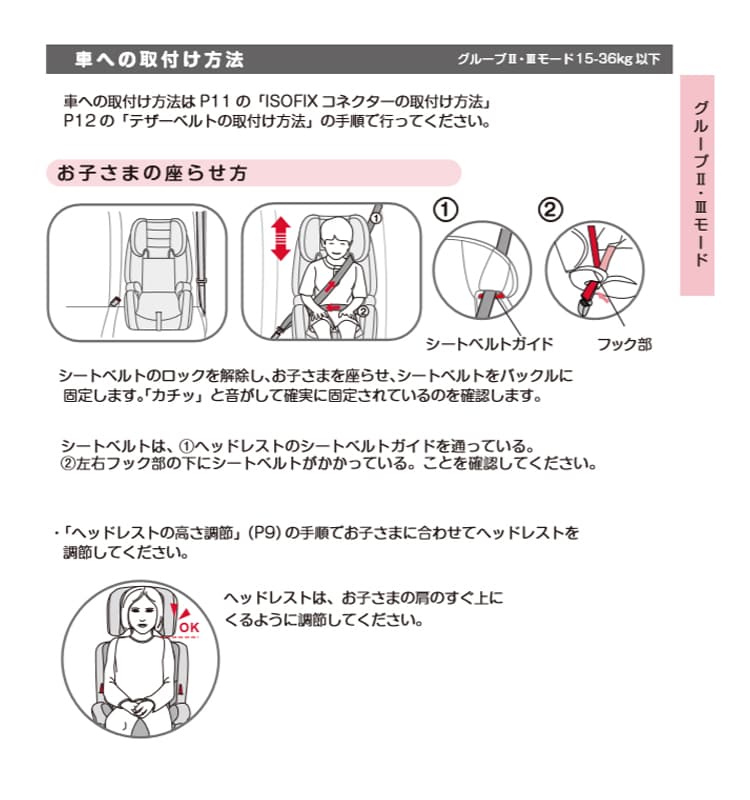 アイリスオーヤマ チャイルドシート PZ ISOFIX 1-1288 取扱説明