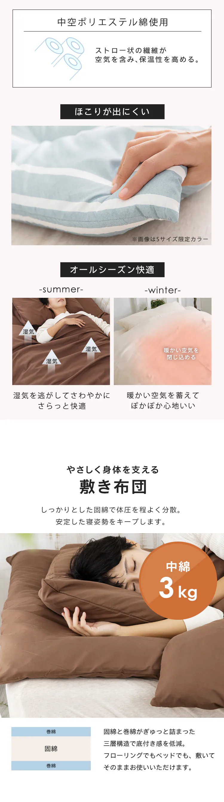 【訳あり】【7点】 布団セット シングル ポリエステル綿 ボーダーアイスグレー1