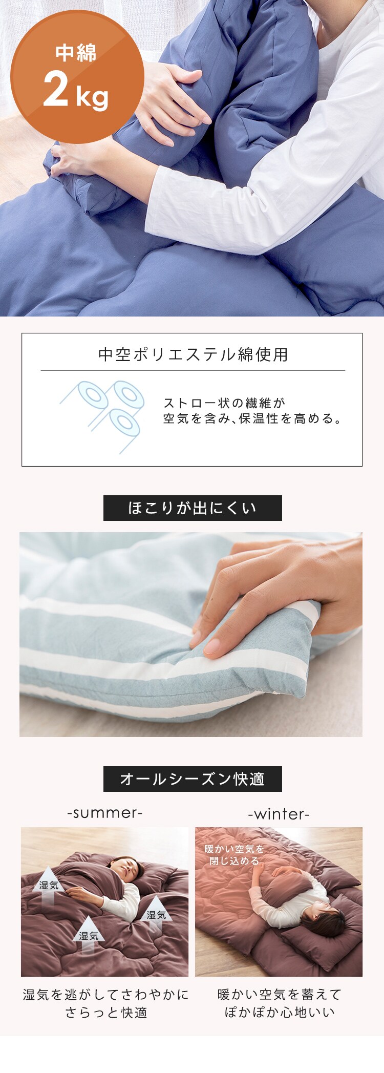 ポリエステル綿布団5点セット D PCFT5-D ブラック1