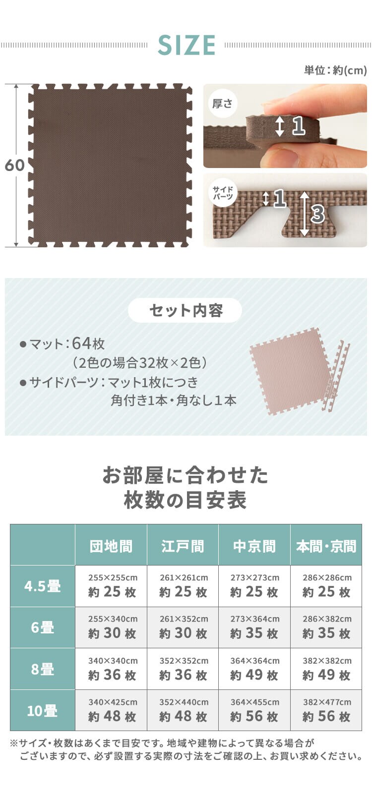 PEジョイントマット(60×60×1) 16セット(64枚) PEJTM-601 グリーン13