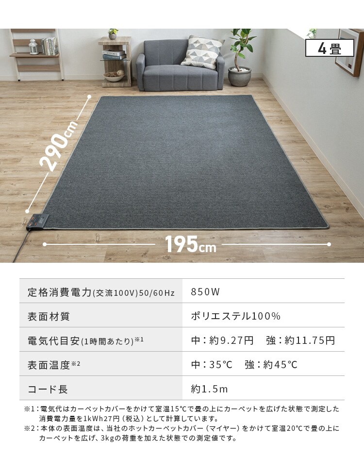 【10％OFFクーポン配布中！！】　ホットカーペット 1.5畳 本体 125×180cm TEKNOS8