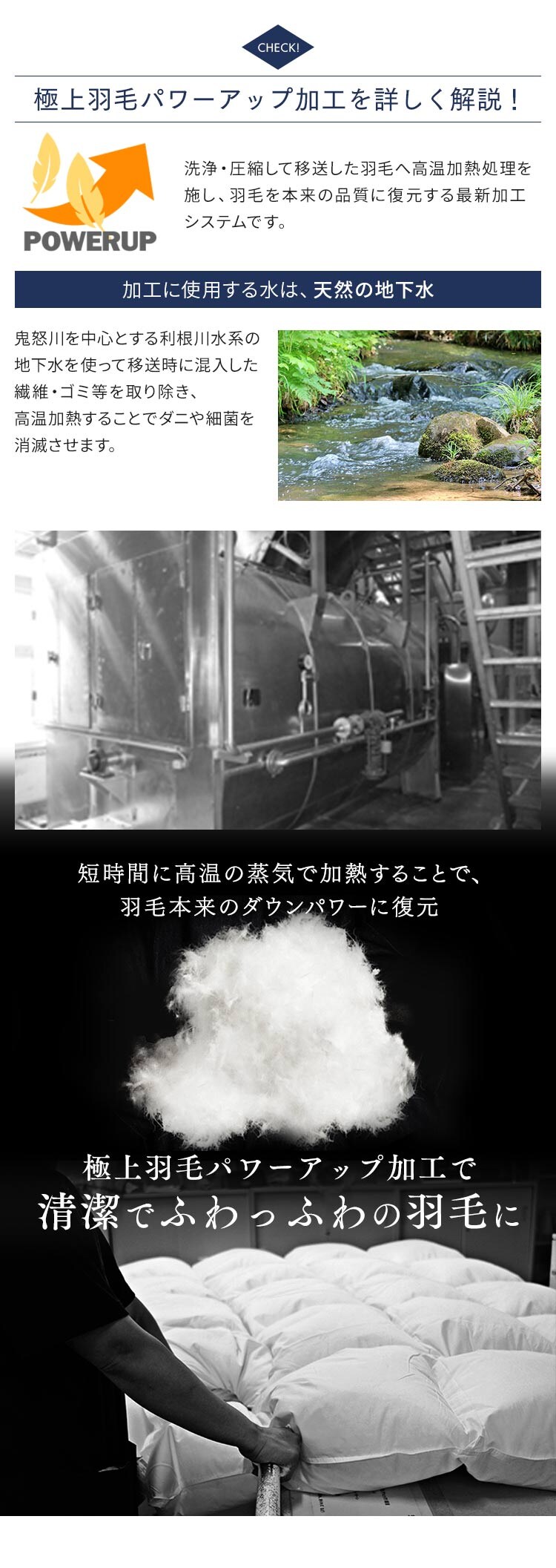 羽毛布団 シングルロング WGD93% 400dp 1.0kg ベージュ 【直送】 【代引き不可】8