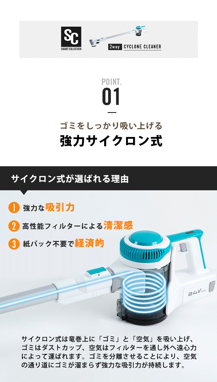 スティッククリーナー PC-ZL01-W 【プラザセレクト】3