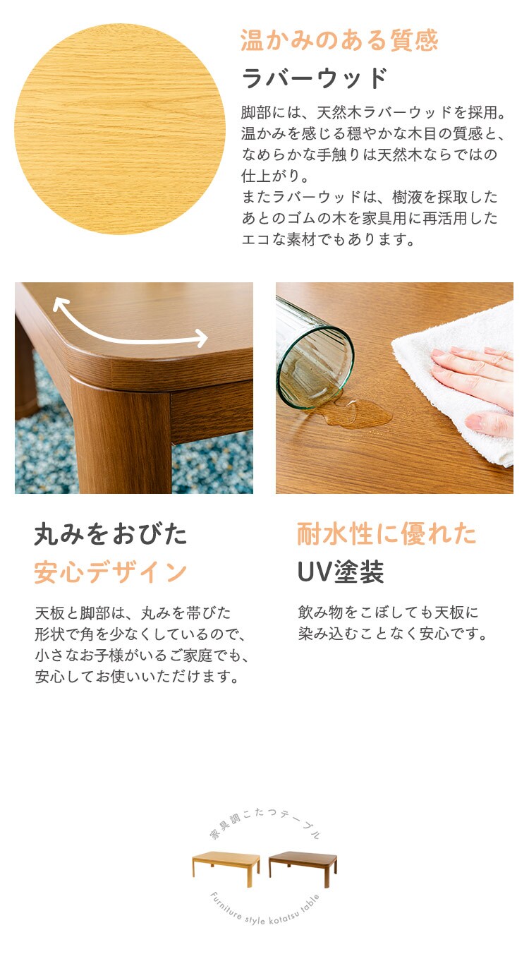 家具調こたつ 120×80cm PKF-W1208R 全2色【プラザセレクト】4