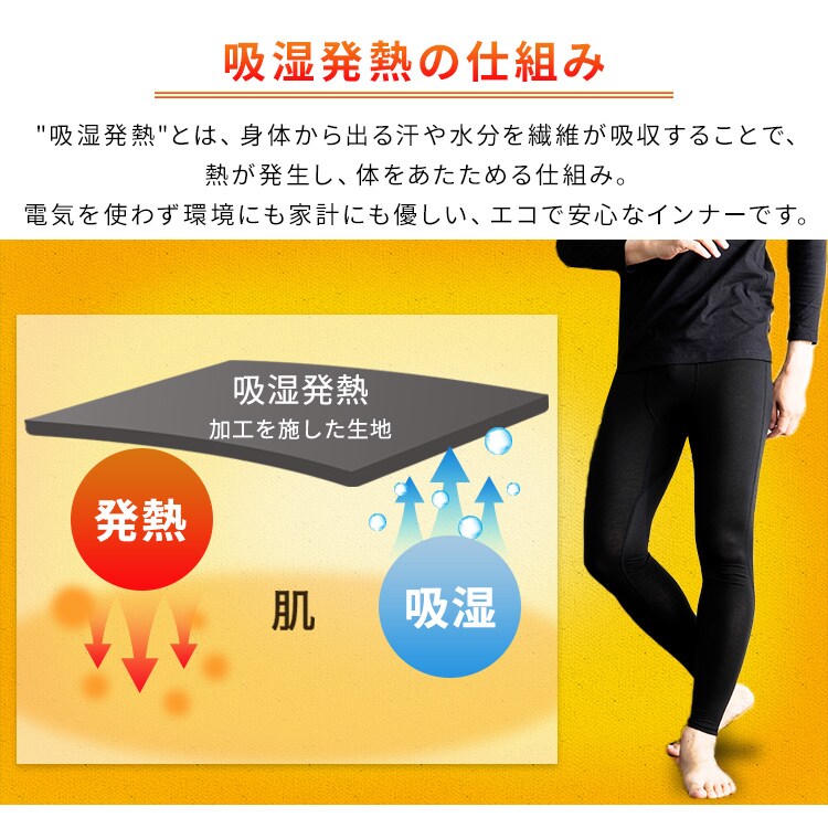 【メール便】吸湿発熱 タイツ メンズ ブラック IHRM9T Mサイズ【代引き不可】3