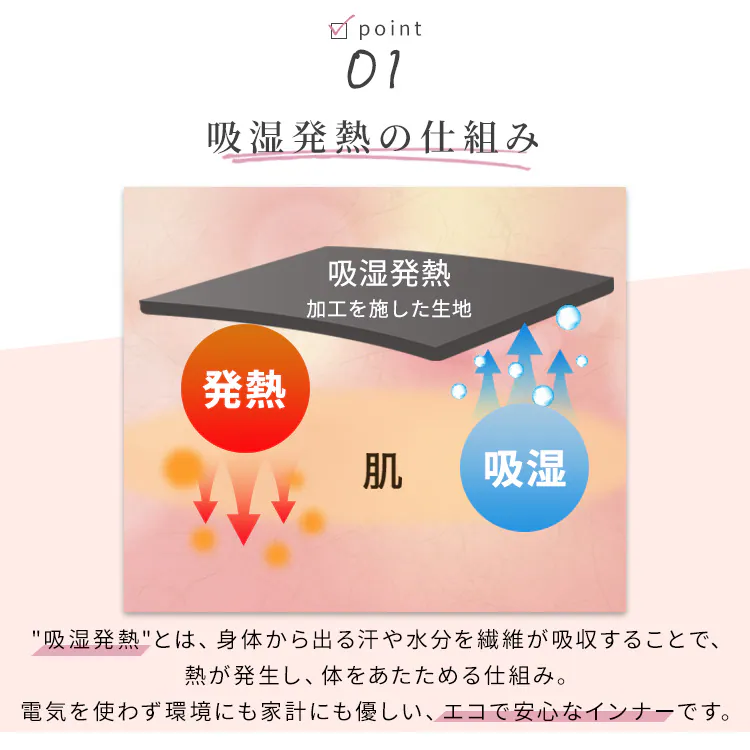 【メール便】レディース吸湿発熱インナー8分丈 Uネック・Vネック ブラック IHRL8U・IHRL8V 全2サイズ【プラザセレクト】3