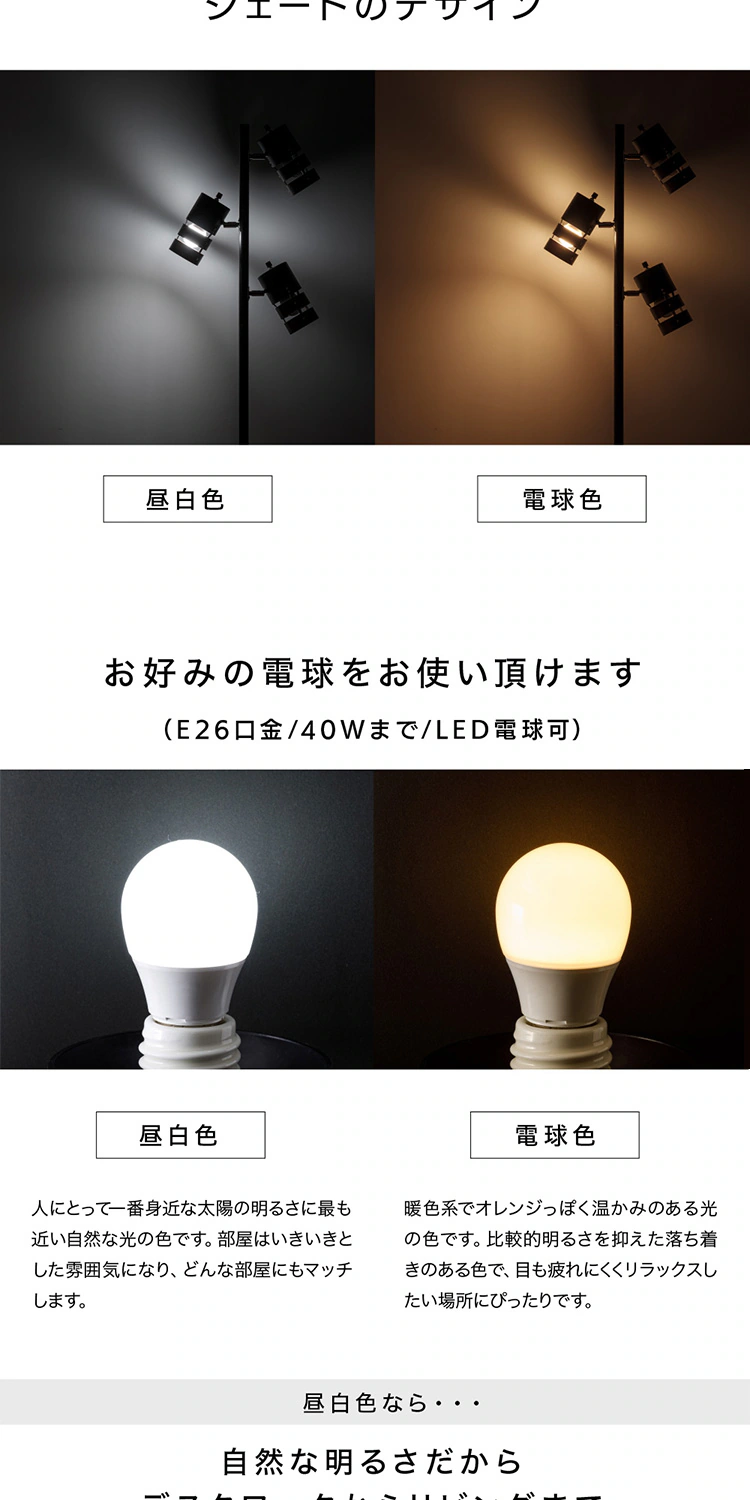 スタンドライト E26 PFL-W3S-B ブラック 3