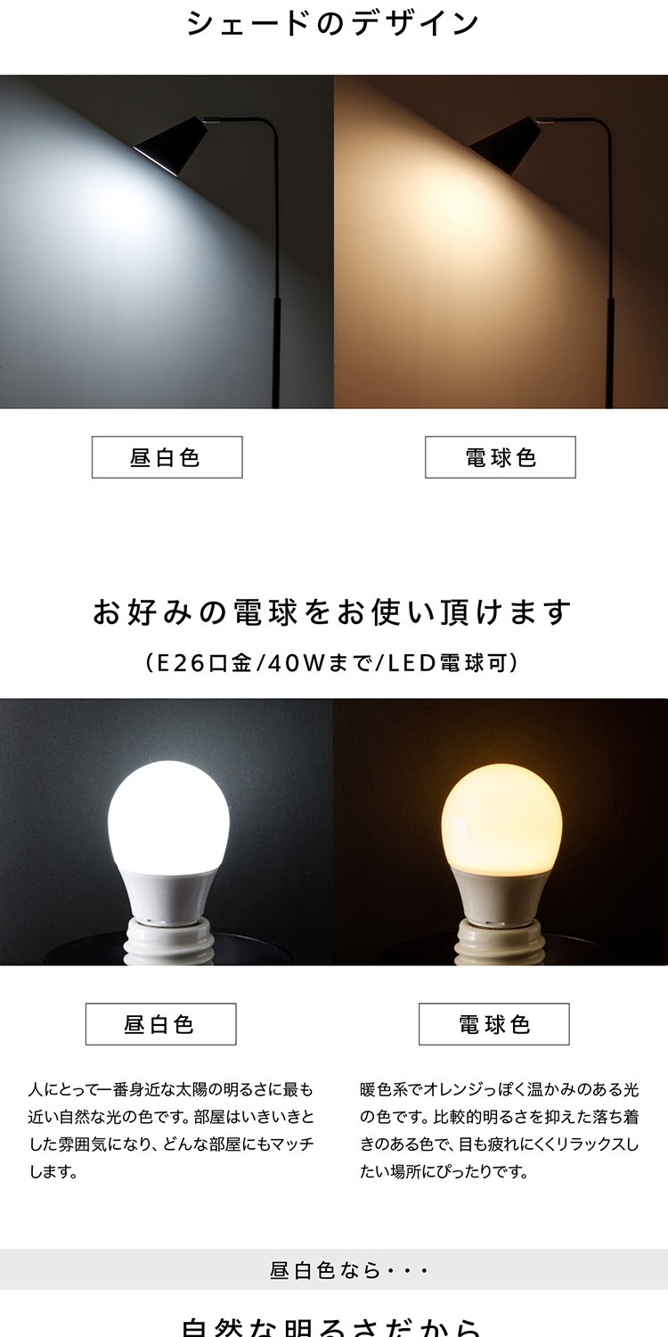 フロアランプ E26 PFL-1L-B ブラック 3