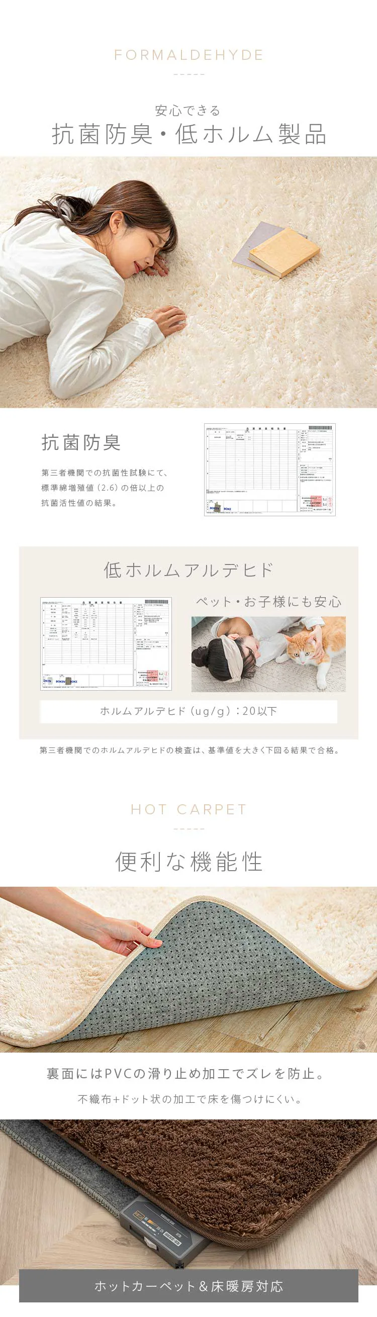 ホットカーペット+シャギーラグ 200×250cm SGR-2025 グリーン6