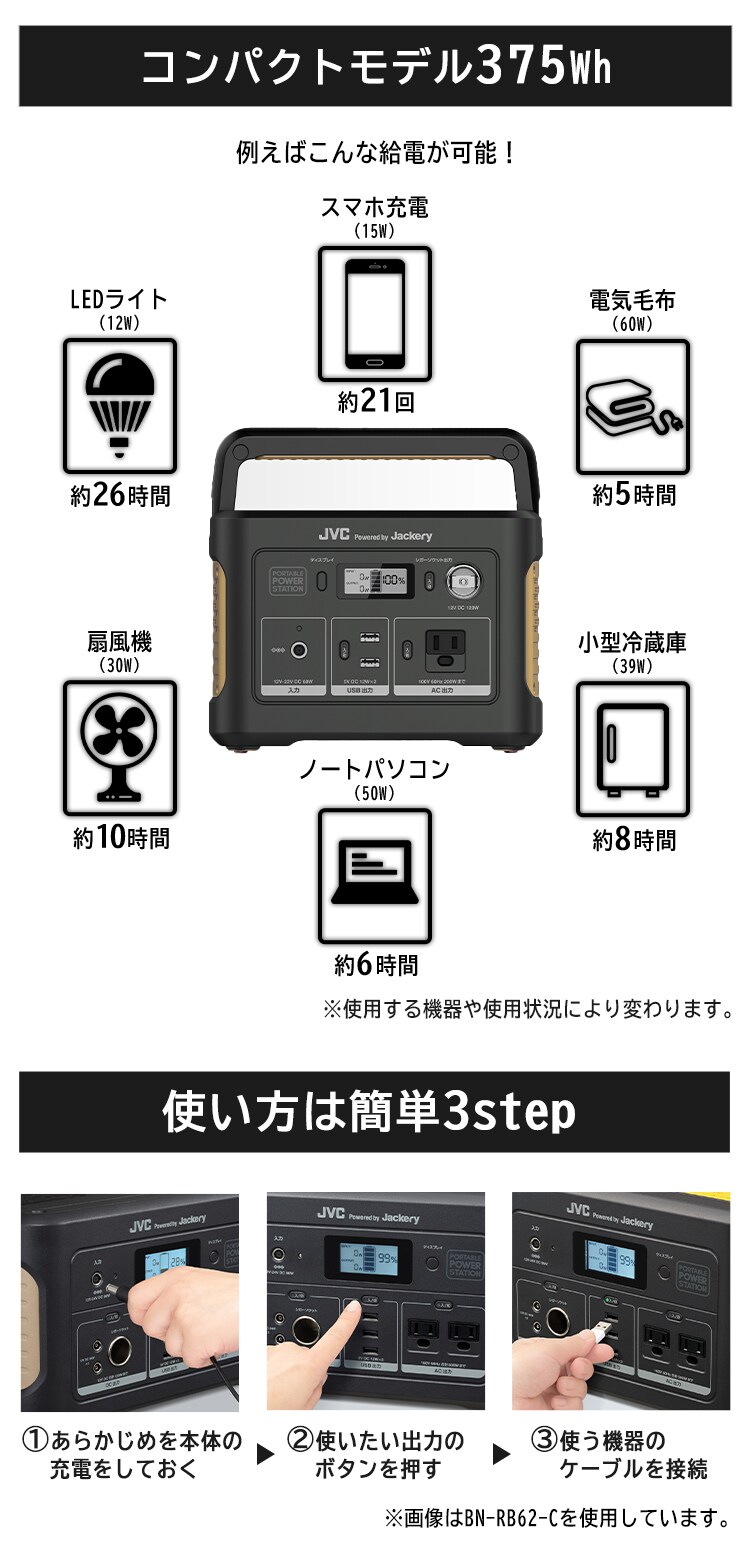JVCケンウッド ポータブル電源 BN-RB37 1
