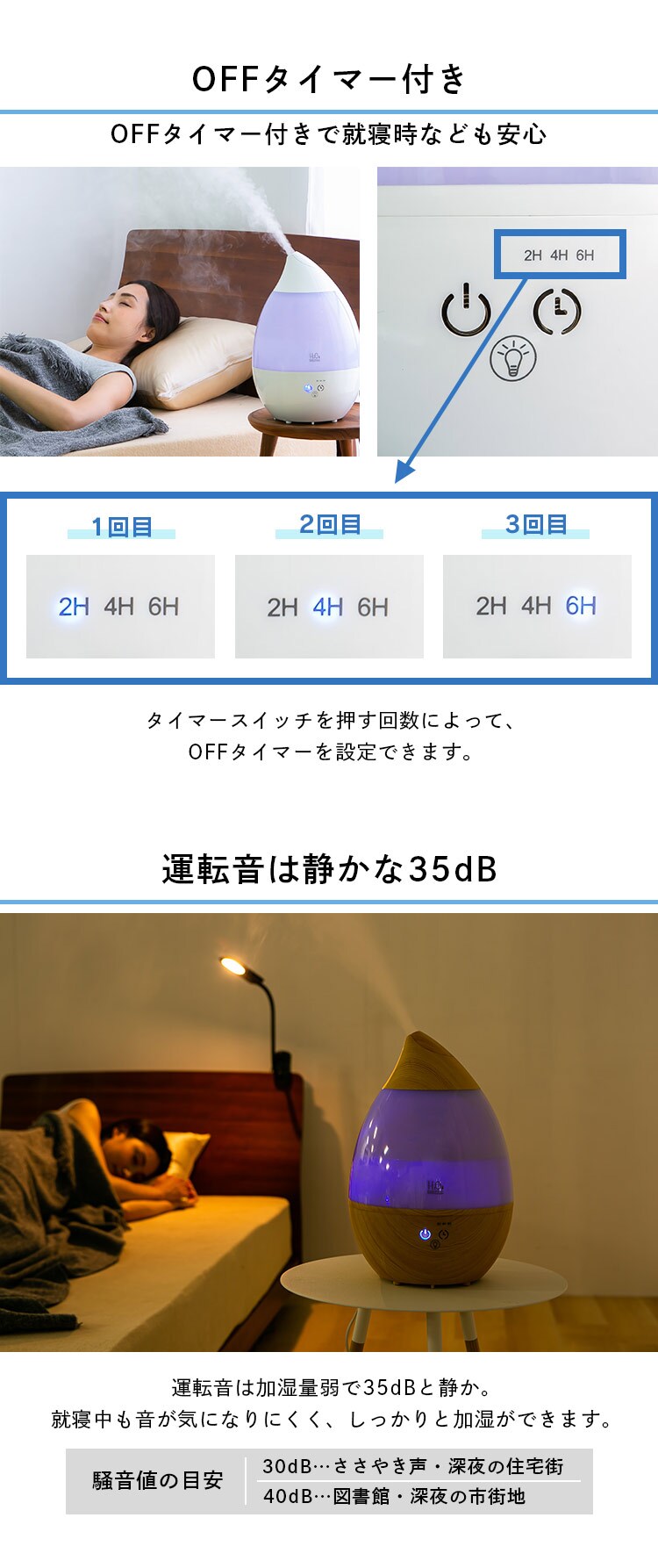 加湿器 超音波式 3L SRH306 全3色6