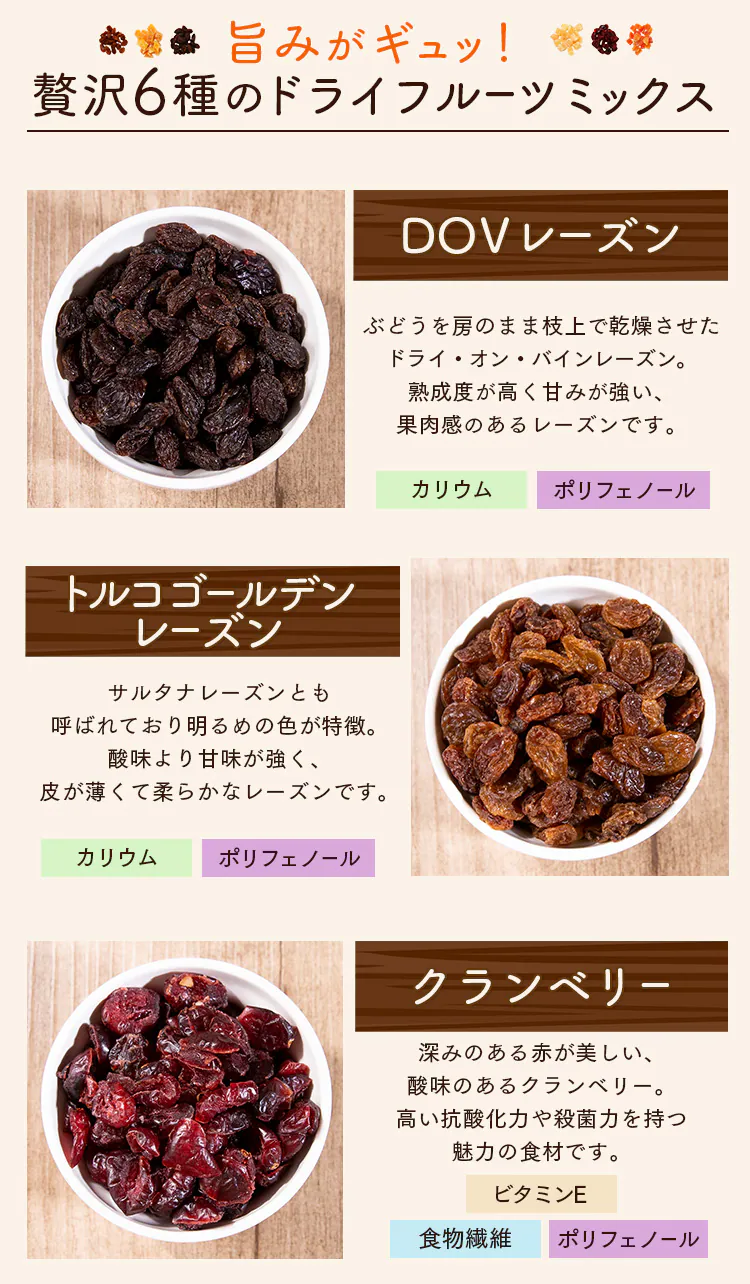 【2袋】6種のドライフルーツミックス 500g 【プラザマーケット】2