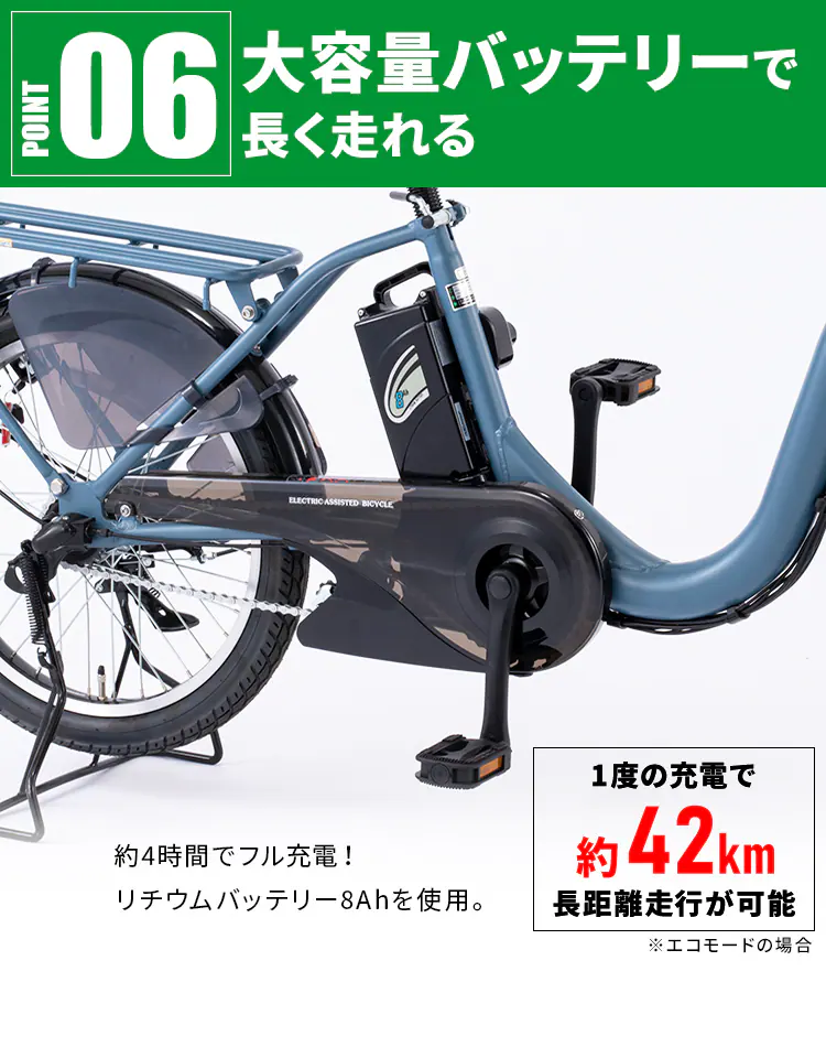 子供乗せ適用電動アシスト自転車 前24後20 TDH-408L-BL ブルー【直送】【代引き不可】9
