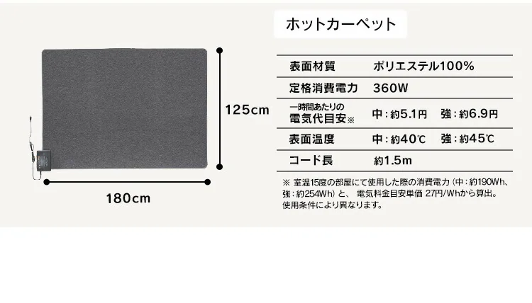 ホットカーペット+シャギーラグ 130×185cm SGR-1318 全4色【プラザセレクト】10