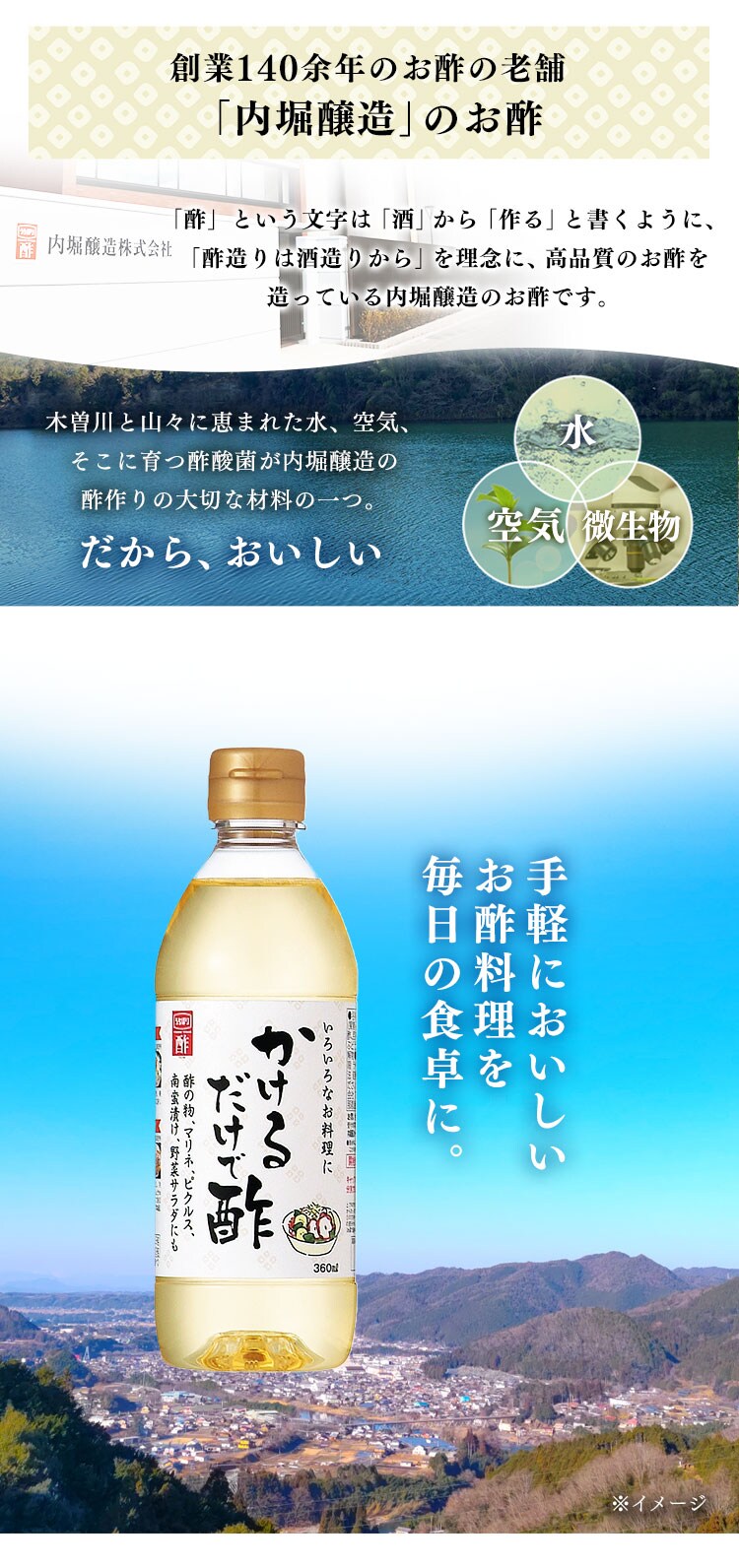 【2本】 かけるだけで酢 内堀醸造 360ml 4