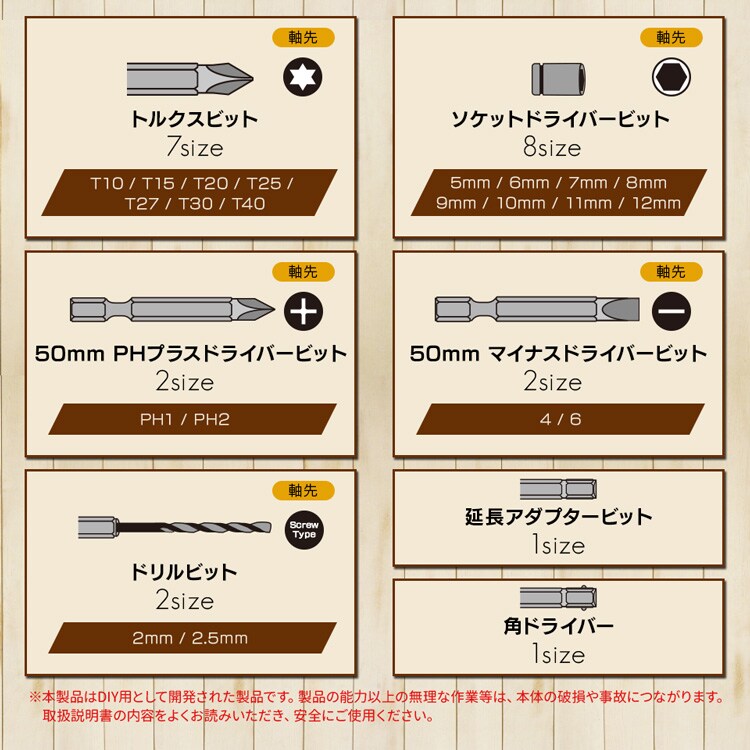  電動ドライバー 3.6V コードレス 充電式 47点セット 軽量 LID-C01IW4