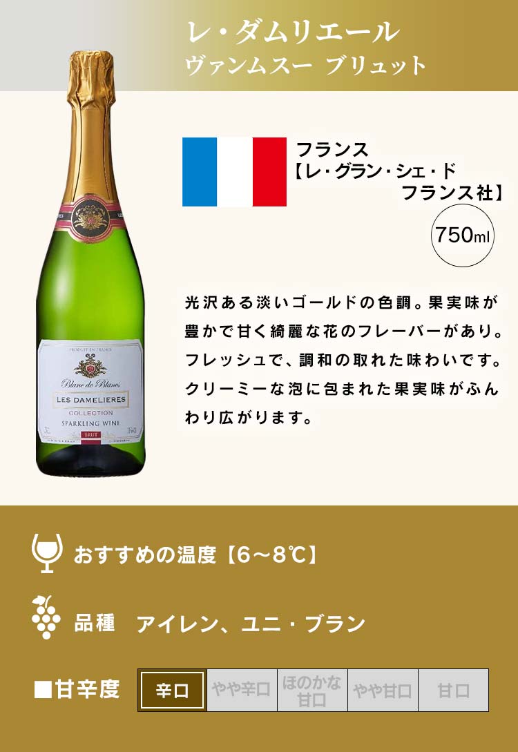 レ・ダムリエール ヴァンムスー ブリュット 750ml 【プラザセレクト】【プラザマーケット】  7195456│アイリスプラザ│アイリスオーヤマ公式通販サイト