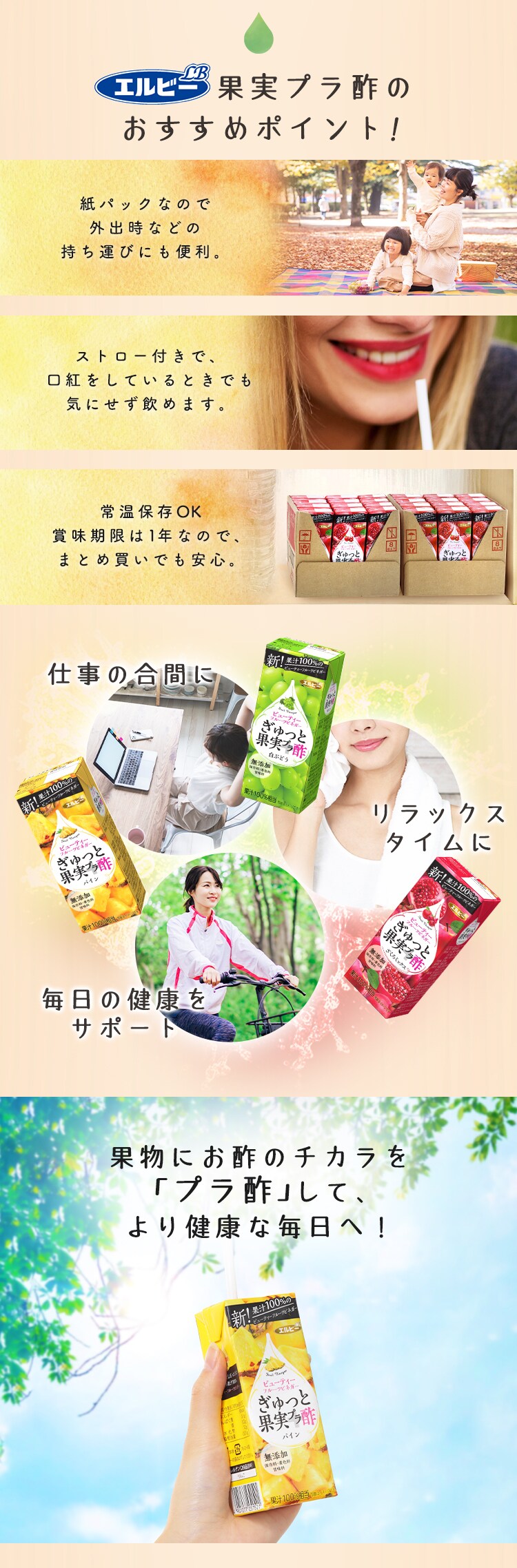 エルビー ぎゅっと果実+酢アソート24本飲み比べセット 【プラザセレクト】【プラザマーケット】  7204867│アイリスプラザ│アイリスオーヤマ公式通販サイト