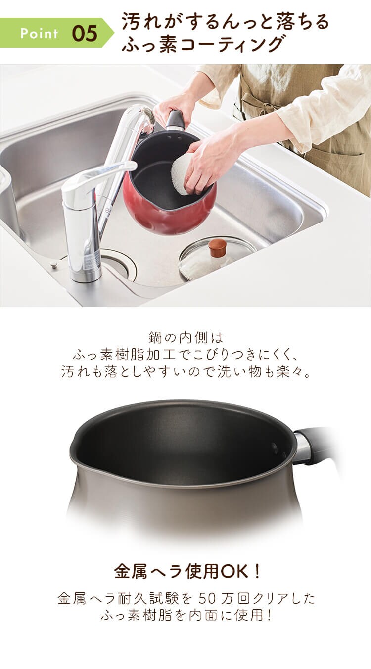 和平フレイズ 和平フレイズ マルチポット L 16cm 3L IH対応 ふっ素樹脂加工 トゥーメイ ドルチェ RB-1254 レッド8
