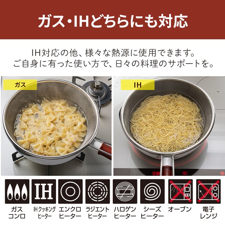 和平フレイズ 和平フレイズ マルチフライパン 22cm IH対応 深型 ガラス蓋 ザル付 ホワイト RB-2165 11