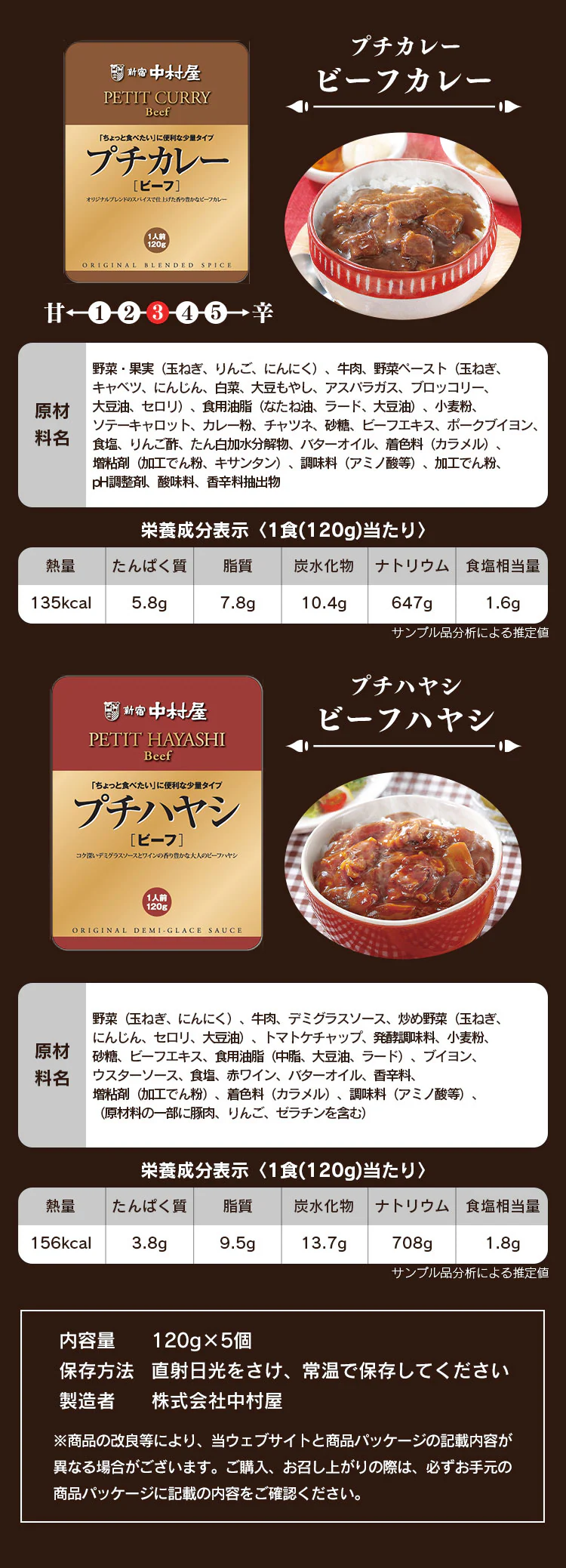 【120g×同種5個】新宿中村屋 プチハヤシ ビーフ【プラザマーケット】9