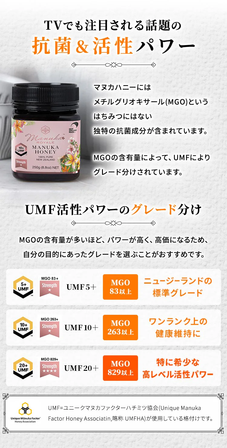 マヌカロイヤル 250gUMF20+ 3