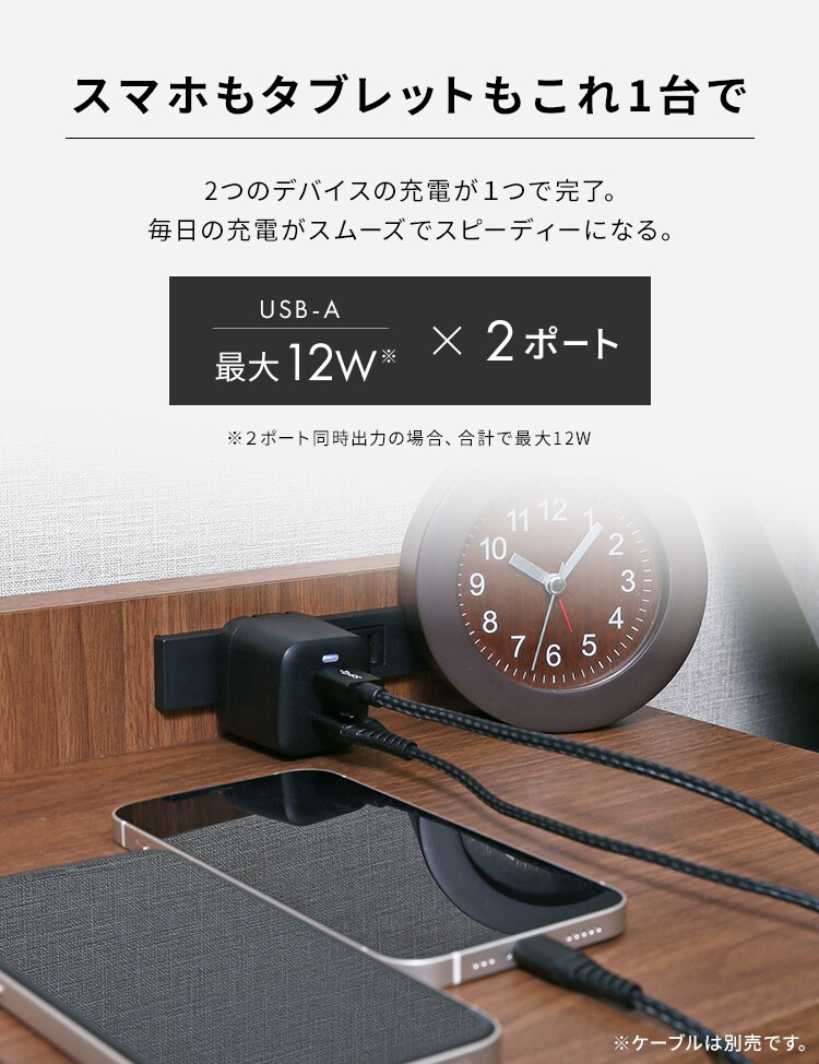 充電器 USB 2ポート IQC-C122 ブラック (Type-AA) 7247197│アイリス
